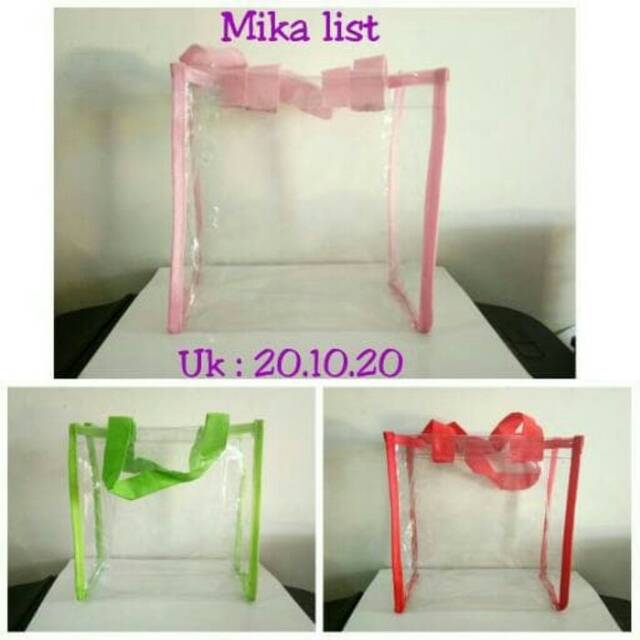 MarMon,Tas Transparan MIKA 20x10x20 polos bisban warna