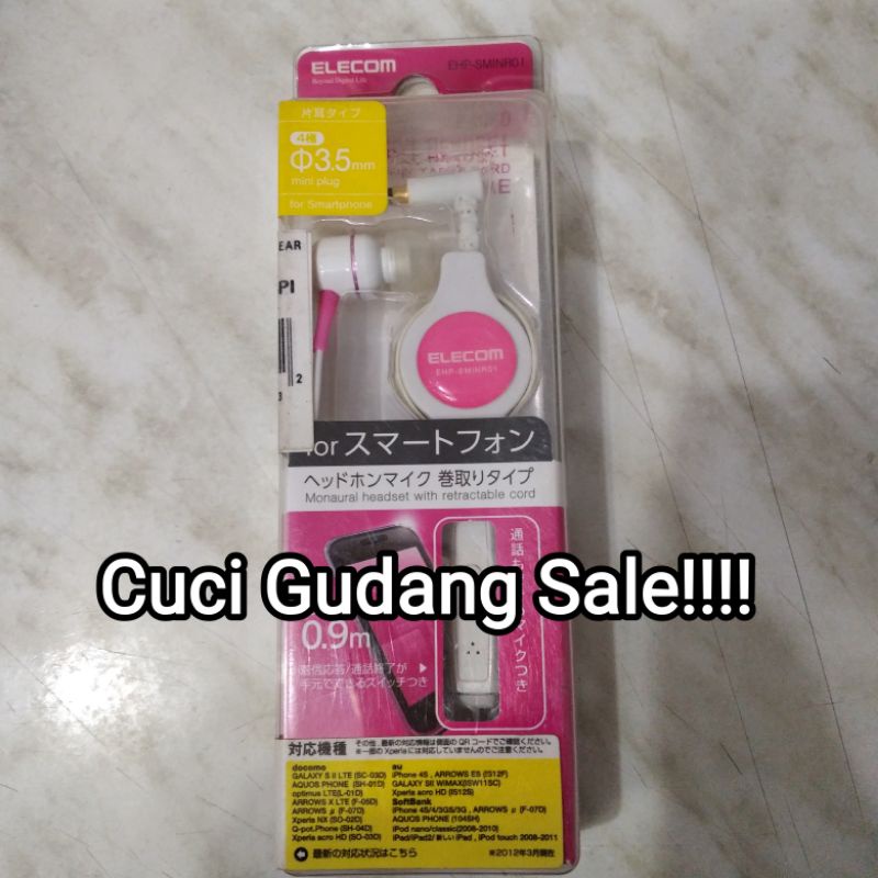 Cuci Gudang sale Earphone ELECOM with good quality mic EHP-SMINR01PNL