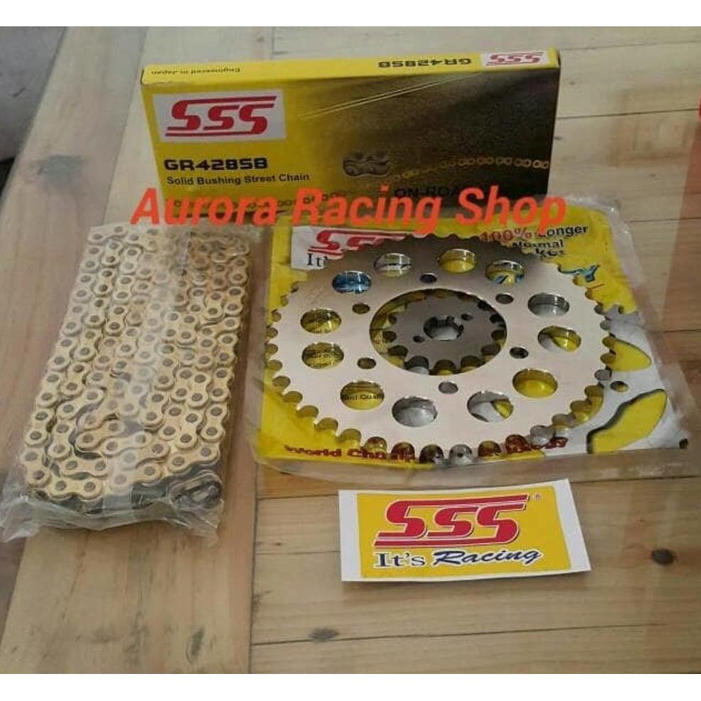 Terlaris!! Gear Sss Set (428) Vixion New/ Nvl ~ Size 14T /43T + Rantai 428 Sb- 130L