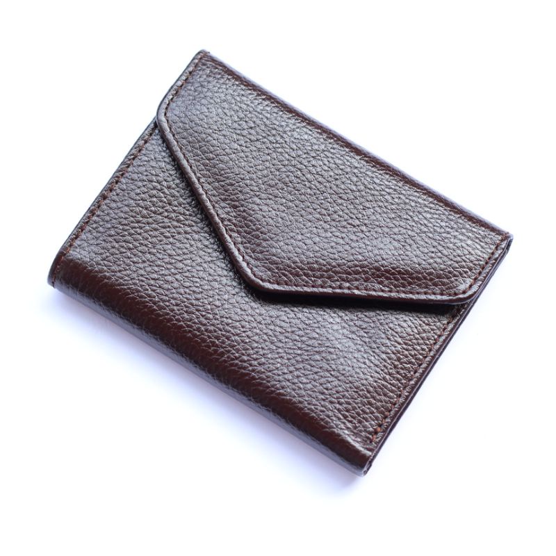 DOMPET WANITA KULIT SAPI ASLI ENVY BANYAK SLOT MODEL SIMPEL / GRATIS GRAVIR NAMA-COKLAT TUA MILL