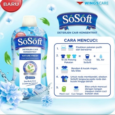 SoSoft Deterjen Cair Konsentrat Nature Fresh 750 ml - Botol