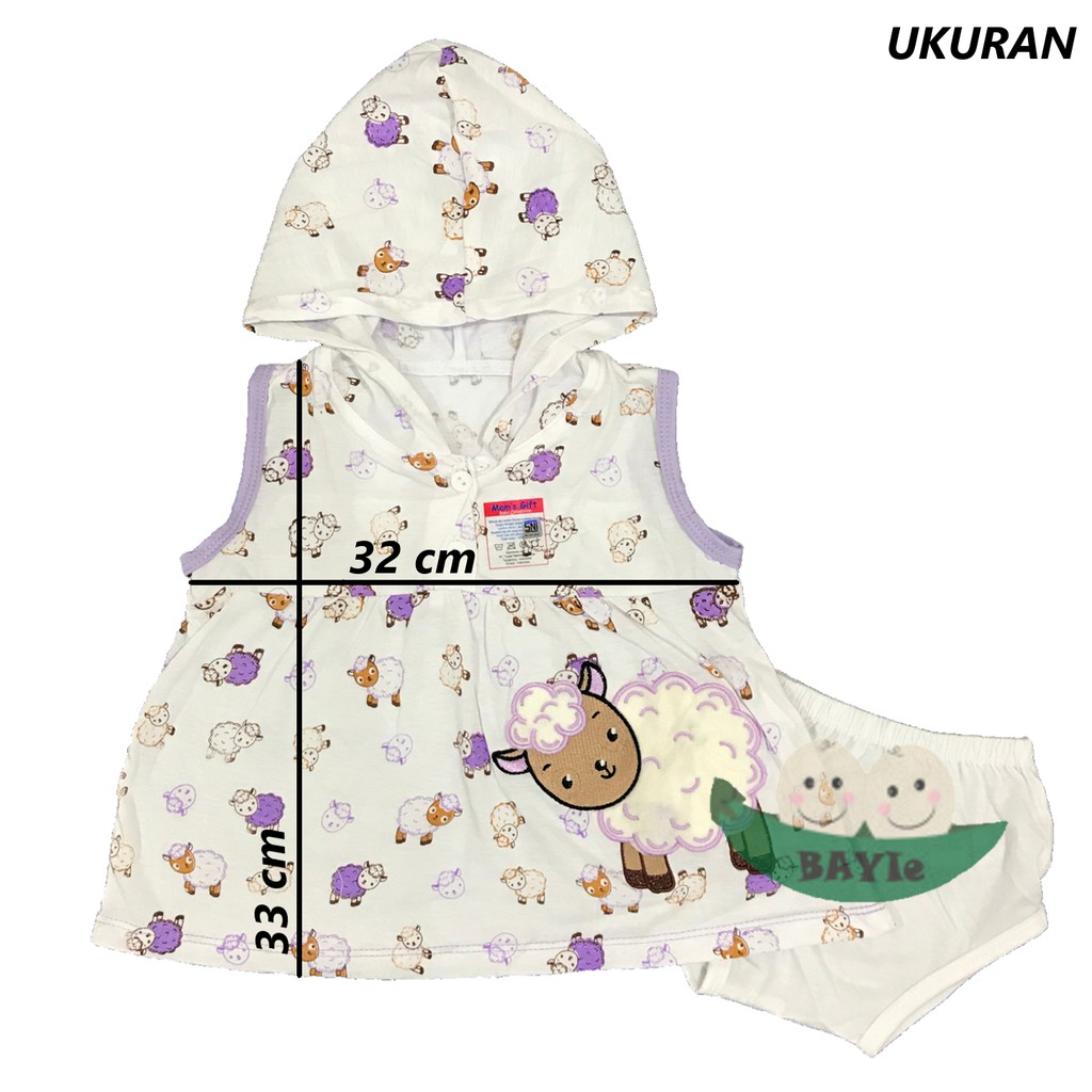 BAYIe - Setelan Baju Bayi Perempuan+Topi motif SHAUN SHEEP MOM'S GIFT usia 0-6 bulan SNI Bahan Katun