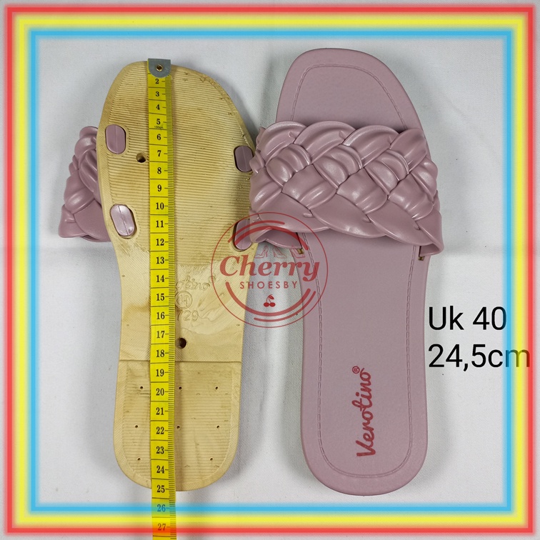 A729-29J Sandal Selop Wanita Verotino Sendal Slop Cewek Karet Motif Kepang Ketupat Glanzton