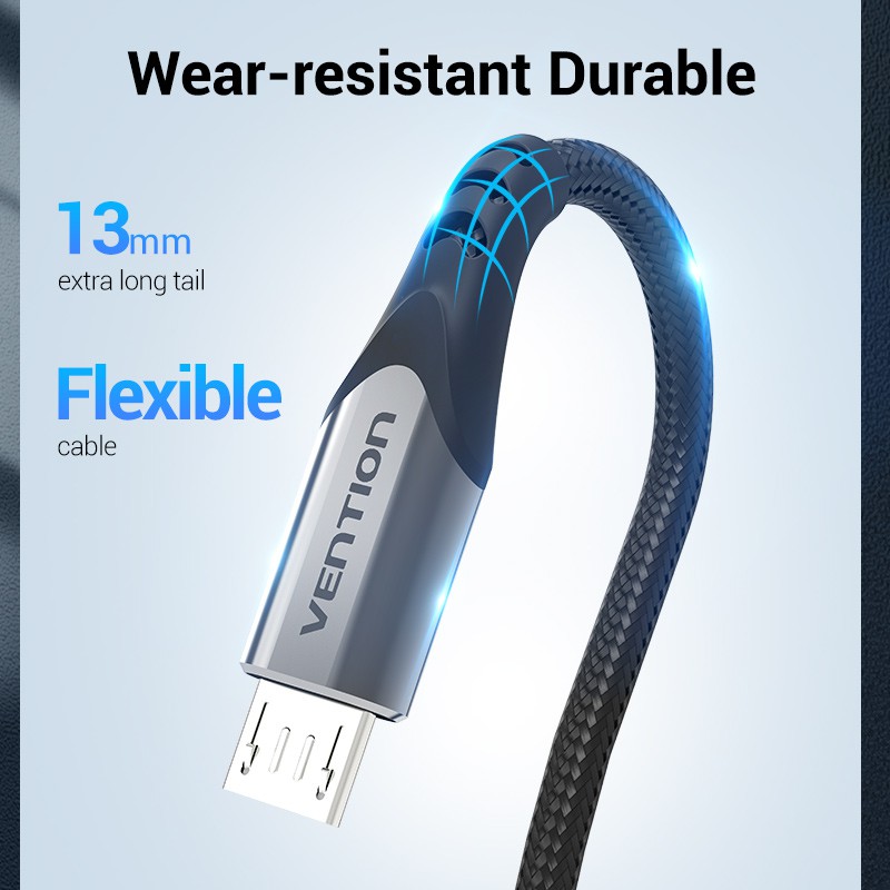 Vention Micro USB Cable 3A Fast Kabel Data Charging &amp; Data Sync Cable Nylon Braided Wire for Micro USB Mobile Phone Cables