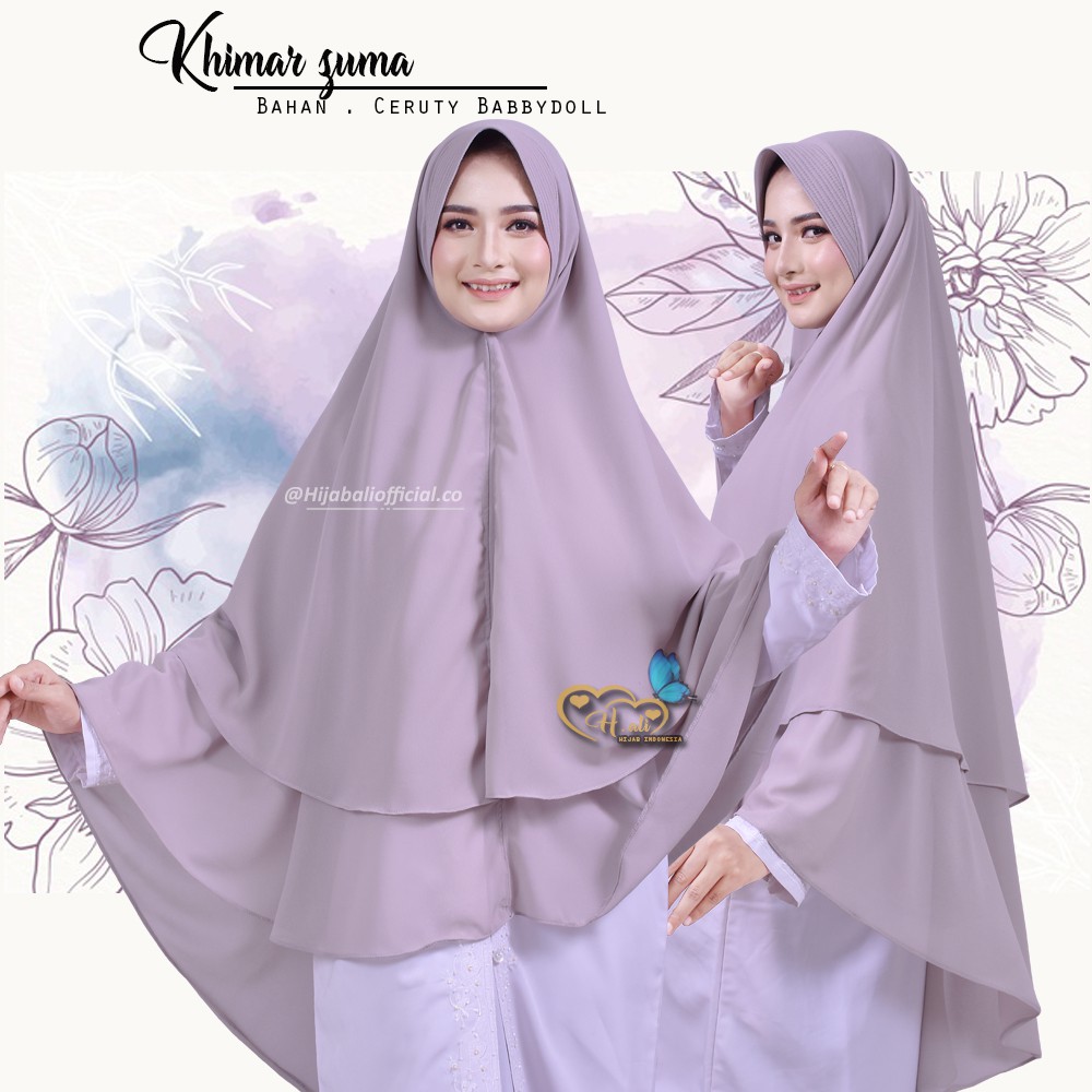 Khimar 2 L   ayer Jumbo Ceruty Kerudung Syari Jumbo Ceruty