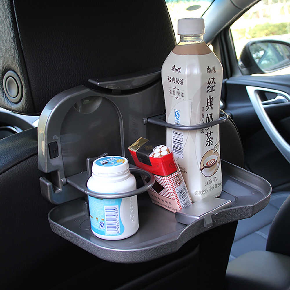 Travel Dining Tray Meja portable mobil botol Car Rak Lipat Minum Makan Rack Gantung Belakang Jok mudik