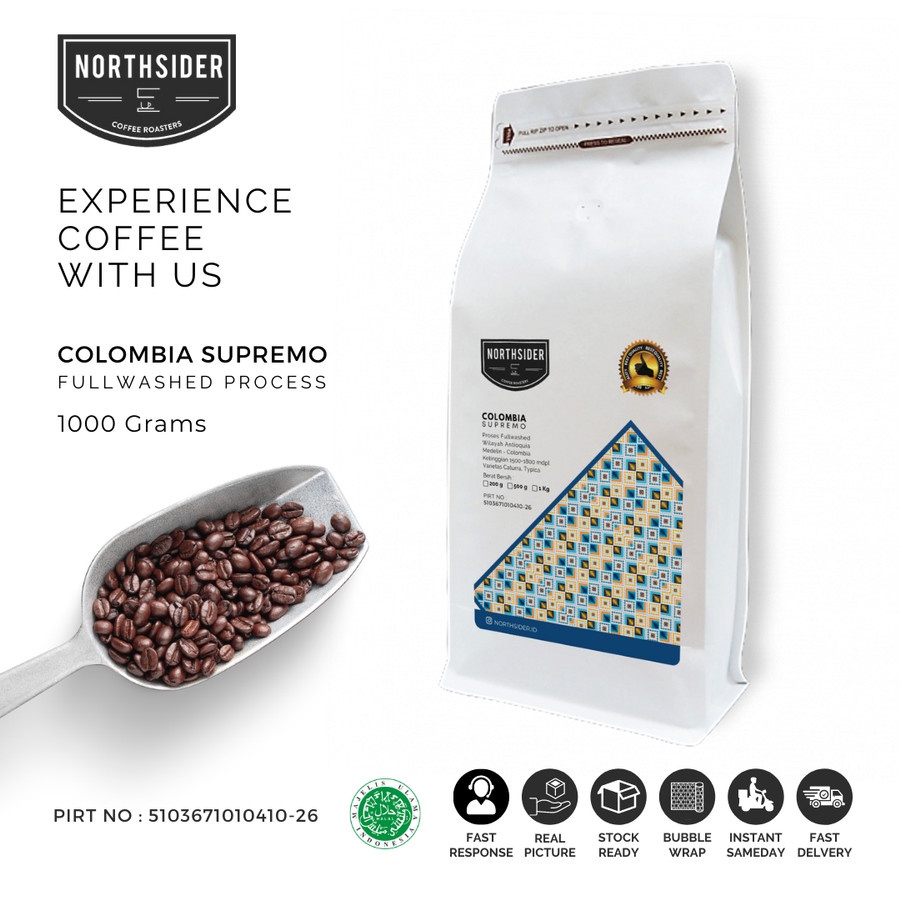 BIJI KOPI ARABICA COLOMBIA SUPREMO WASHED - 1KG NORTHSIDER COFFEE