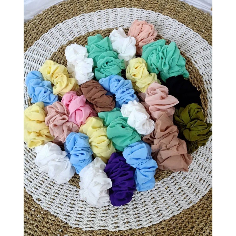 Topprice COD Ikat Rambut Kotak Scrunchie Kunciran Motif Kotak Gelang Karet Rambut Wanita AW07 / AW12