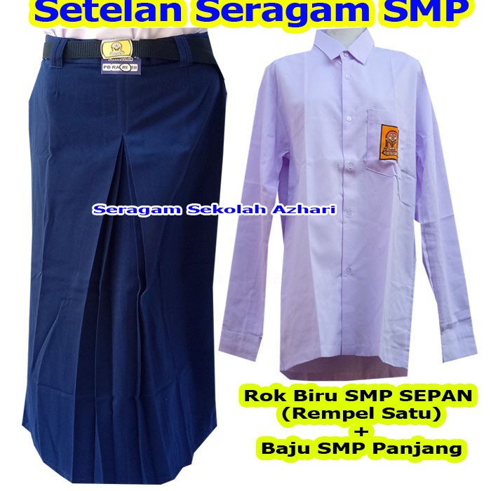 SETELAN SERAGAM  SMP  BIRU PUTIH PEREMPUAN ROK SEPAN SERAGAM  