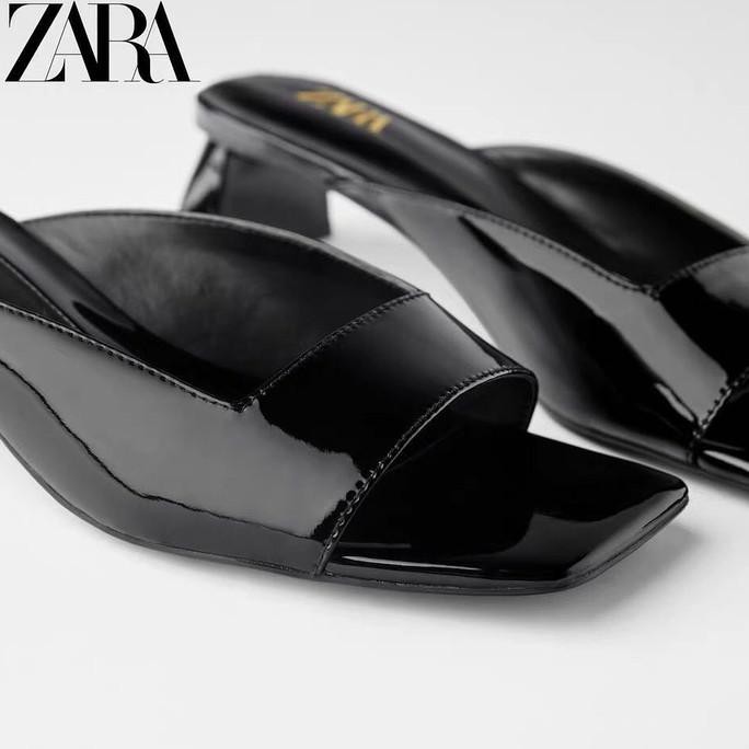 TERBARU ZARA TRAPEZOID SANDALS HEELS - HITAM, 35