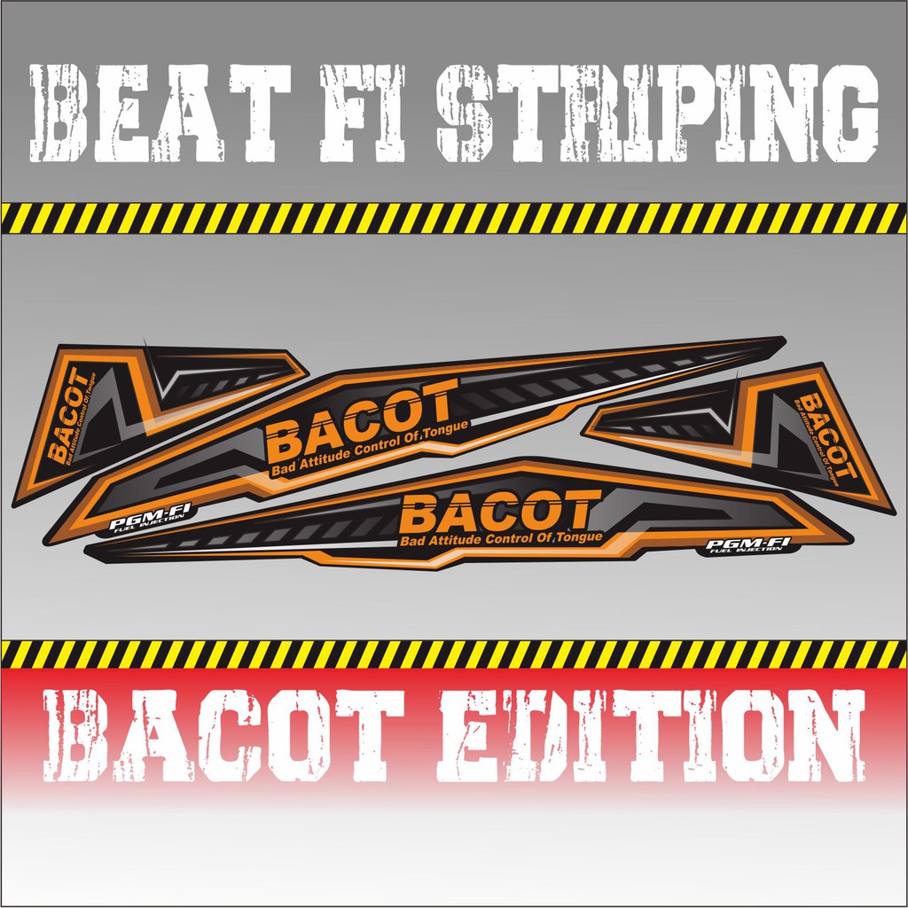 STRIPING VARIASI BEAT FI BACOT EDITION BACOT - STICKER BACOT- STRIPING VARIASI BEAT FI ORANGE