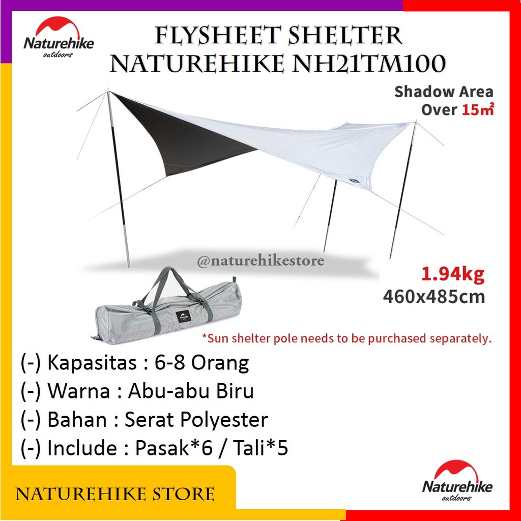 Flysheet Sun Shelter Fly Sheet Tenda Camping Traveling Gunung Black Glue Sunproof Waterproof NH21TM1