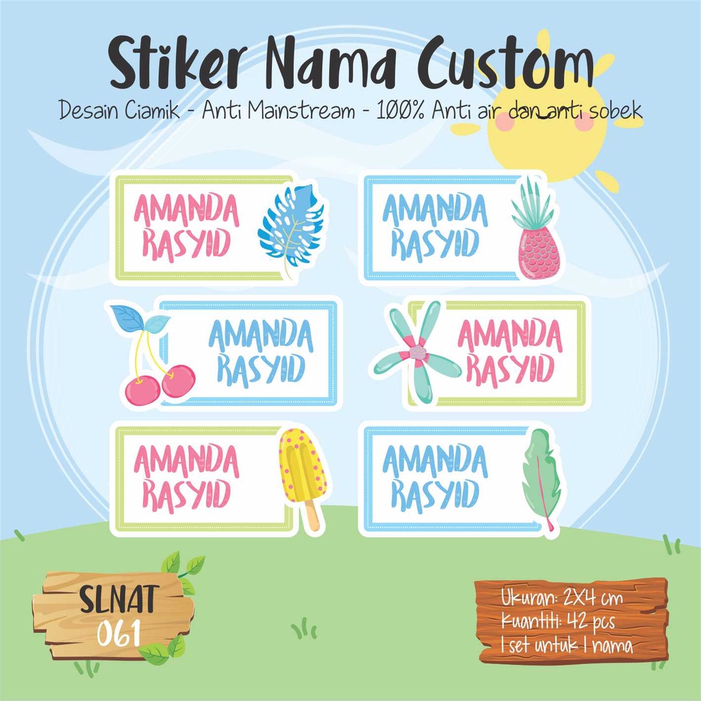 

Infinity Label Stiker Nama Anak Tas Sepatu Buku Sekolah Baju Botol SLNAT-061 Desain Anti Mainstream 2x4cm Waterproof 42pcs