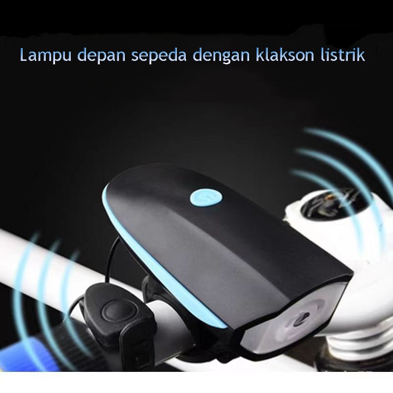 Lampu Depan Sepeda LED plus Klakson USB Cas Rechargeable Sepeda - Waterproof