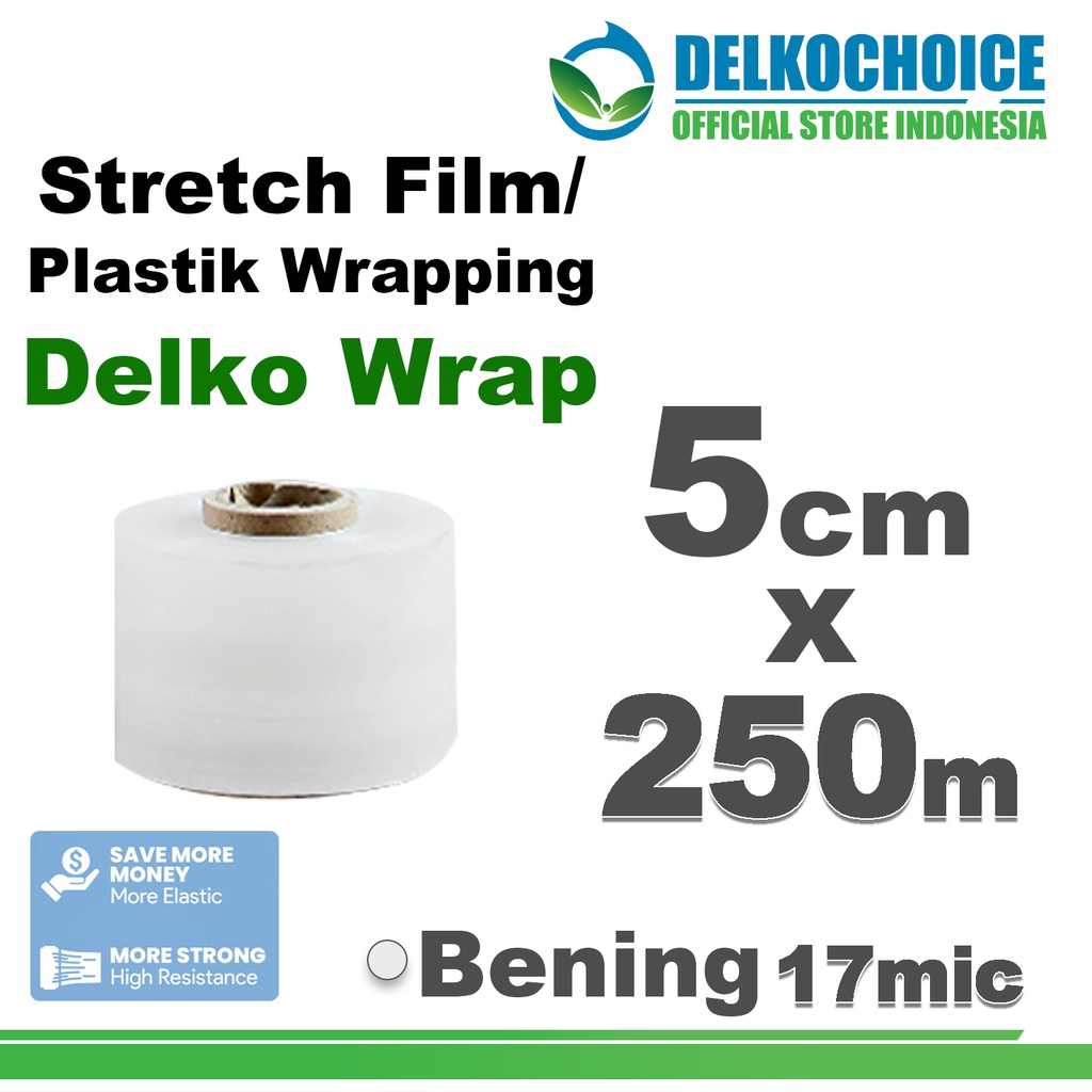 

Plastik Wraping Stretch Film BENING 5cm x 250m Pembungkus DELKOWRAP PREMIUM / SATUAN