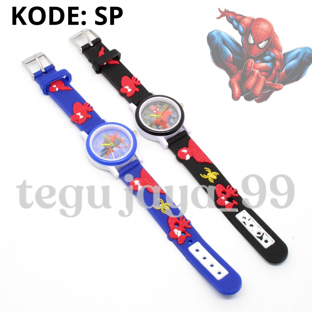 JAM TANGAN FASHION ANAK LAKI LAKI TALI KARET KARAKTER SUPER HERO TE22