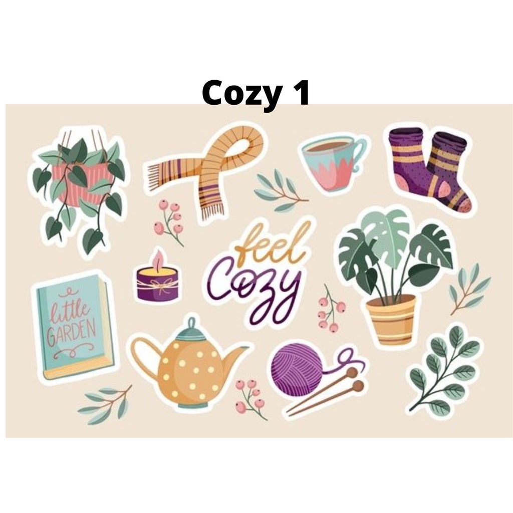 Sticker Cozy Autumn Winter Sticker Doodle Aesthetic Murah Lucu