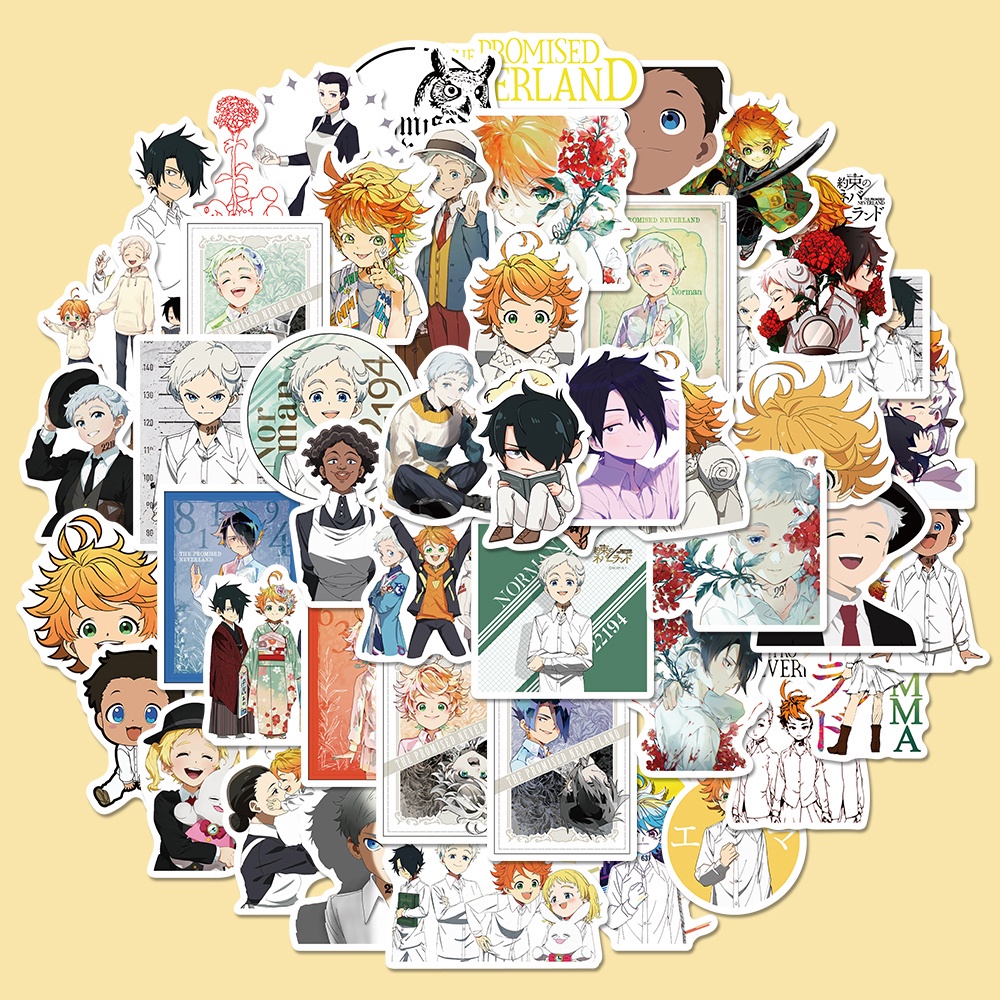 50 Lembar Stiker Desain Kartun Anime The Promised Neverland Anti Air Untuk Laptop