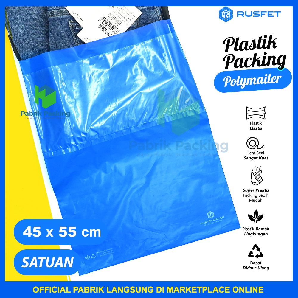 

Polymailer Amplop Packing Rusfet Biru Tua 45x55 Satuan Termurah