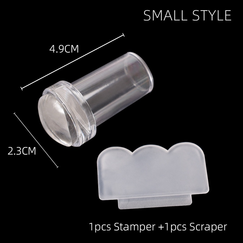 [1Set Mini Transparan Jelly Nail Art Stamp Scraper] [Desain DIY Polandia Cetak Stempel Silikon] [Aksesoris Manikur Profesional]