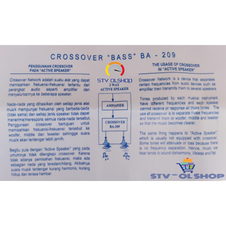 Crossover 2 Way BA 209 / Crossover Bass 2 Way