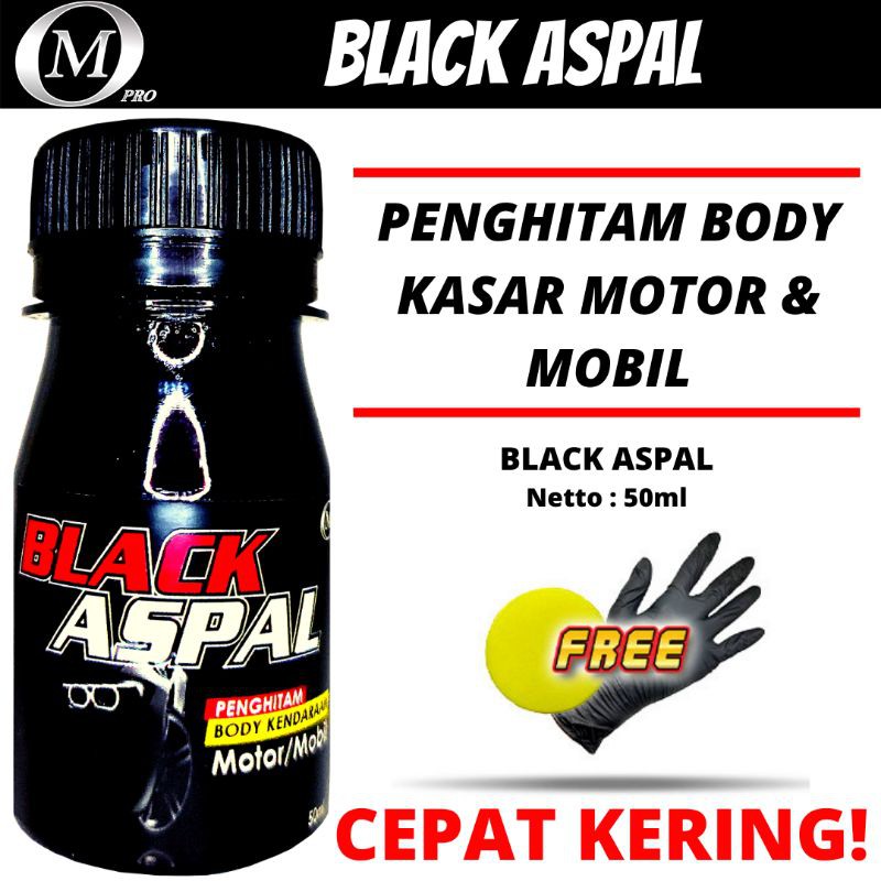 BLACK ASPAL Penghitam Body Motor Mobil Permanen Bonus Sarung Tangan dan Busa