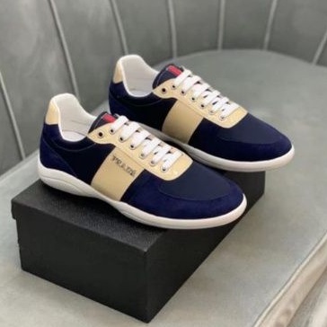 SEPATU LV sneaker pria mirror quality navy blue type pr4da shoes men run away cowok kets new Brand P1SHOES top