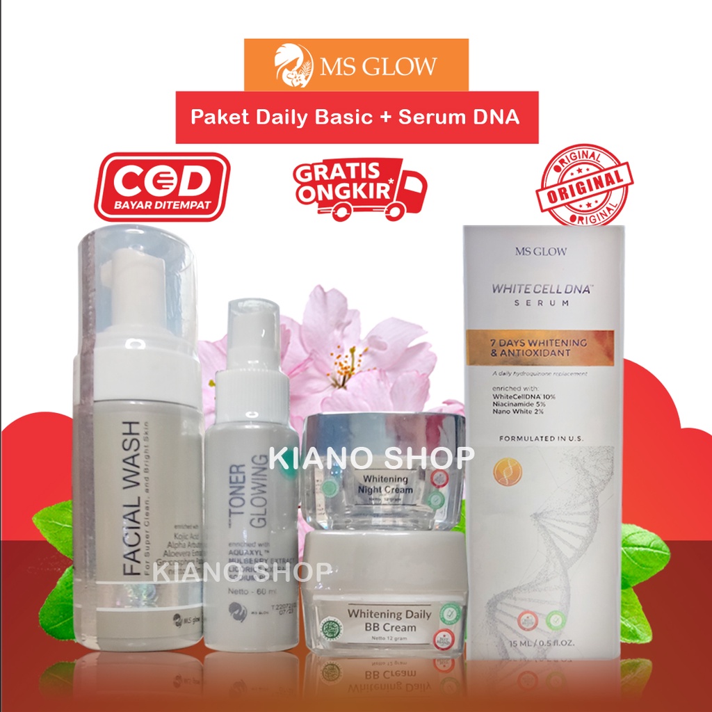 White Cell DNA Night Cream Ms Glow - Serum White Cell DNA Ms Glow - Paket White Cell DNA MS Glow - W