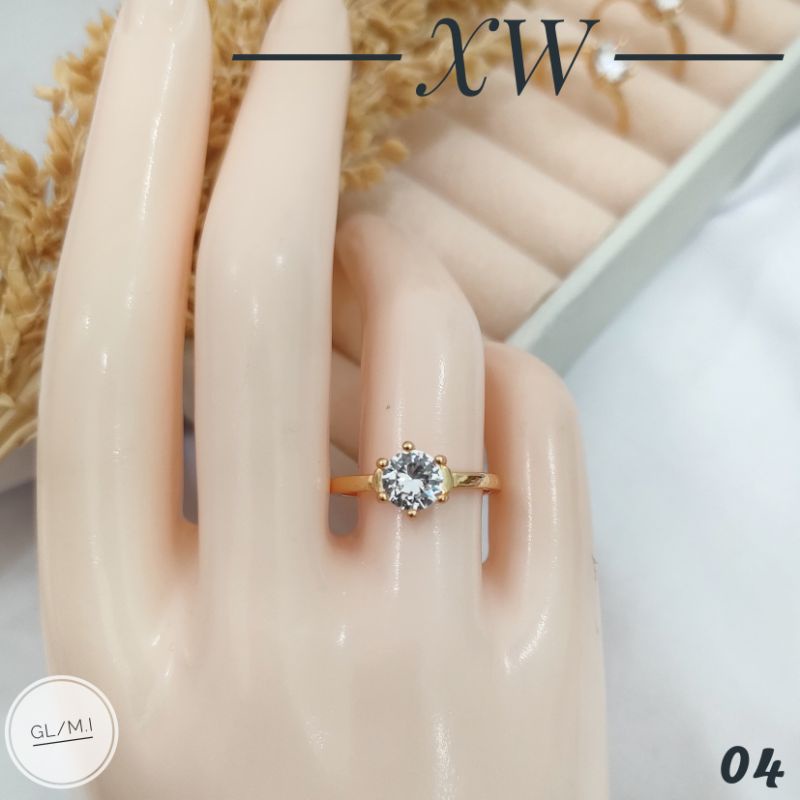 Cincin Yaxiya Mata Zircon Satu warna Gold C03083