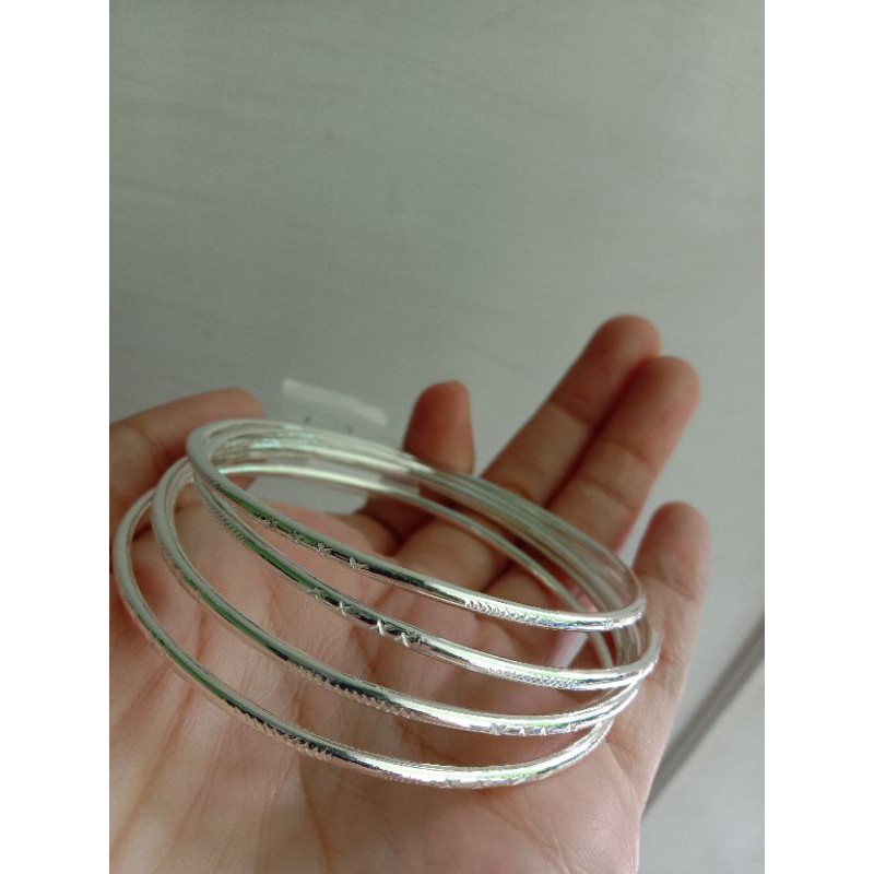 Gelang keroncong ukir lapis perak isi 5