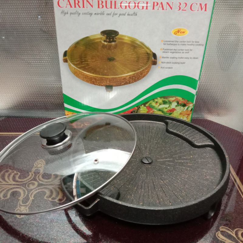 BULGOGI PAN 32 CM PANGGANGAN BBQ PLUS TUTUP KACA