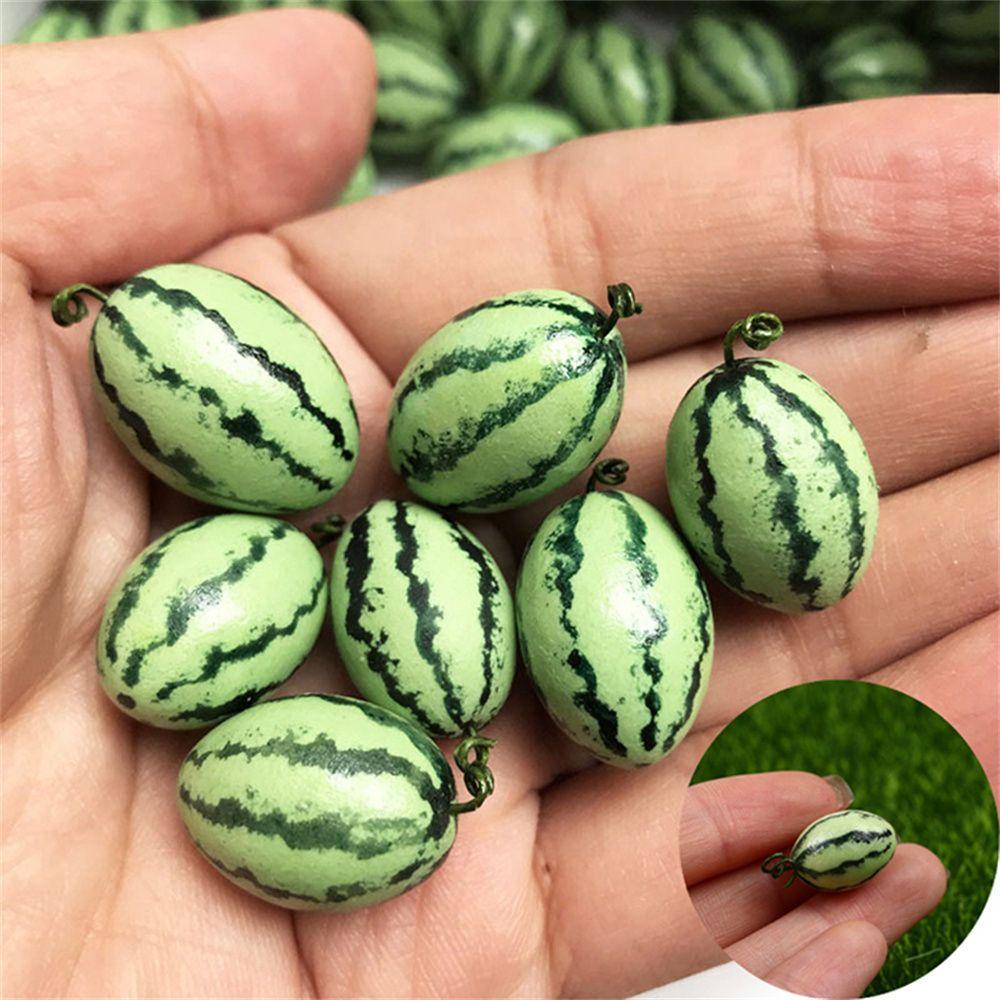 Lanfy Simulasi Semangka DIY Craft Mini Decor Pretend Play Klasik Mainan Rumah Mainan Aksesoris Rumah Boneka Model Buah
