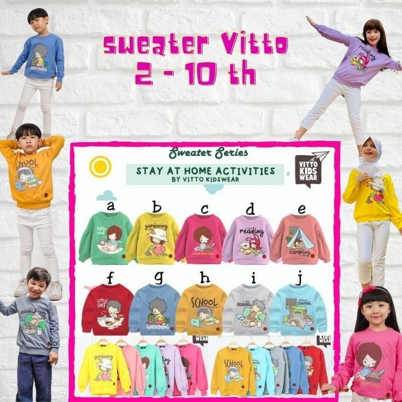 Sweater Vitto Kidswear | Sweater Stay At Home | Sweater Anak Keren nablfashion