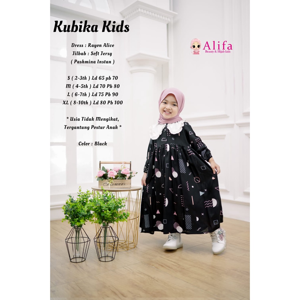 FASHION anak-anak KUBIKA KIDS rayon alice  FREE HIJAB PASHMINA INSTANT gamis lebaran OOTD simple