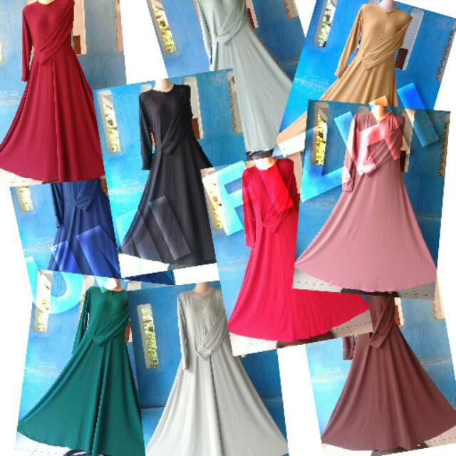 Gamis polos bahan jersey