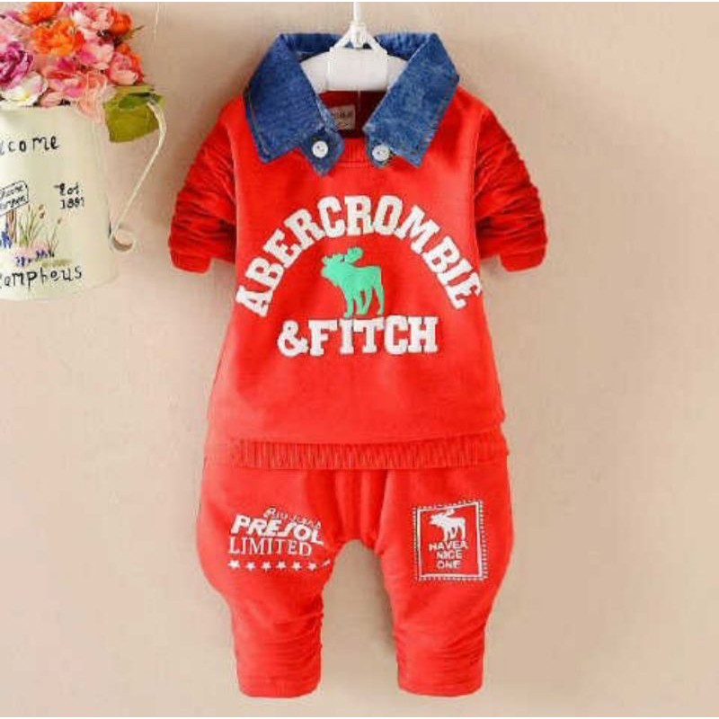 A213 Setelan Anak Laki-laki , Baju merah Anak Laki laki , Baju Anak Kecil , Setelan Merah Anak Cowok