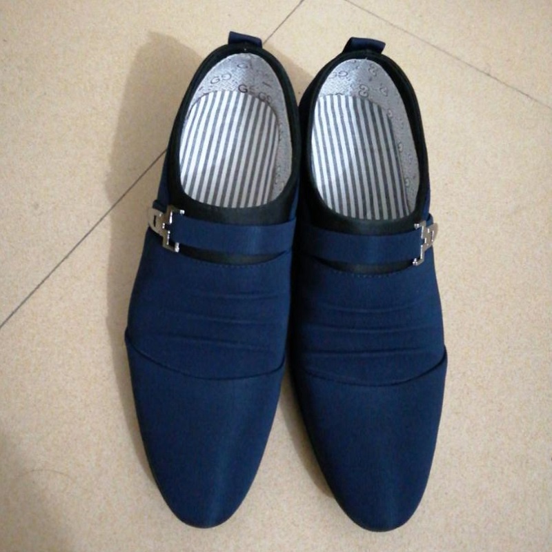 Sepatu Pantofel Pria Pantofel Tanpa Tali Kerja Kantor Sepatu Formal Cowok Murah Hitam Pria Biru Sepatu Santai Keren 074