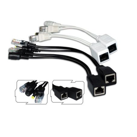 POE SPLITTER INJECTOR ADAPTER CABLE 1 SET FOR IP CAM CCTV - KABEL POE RJ45 LAN DC 5.5X2.1MM