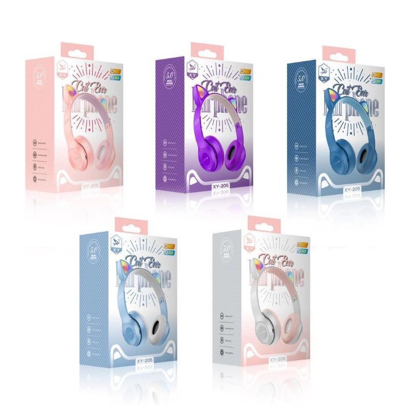 Headset Bluetooh Bando Ear Cat LED XY-205/Wireless Bando Cat XY-205