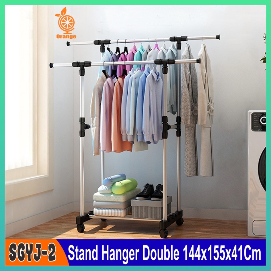 Stand Hanger Rak Serbaguna dengan 4 Roda Gantungan Baju SGYJ- 2 Worldhome66