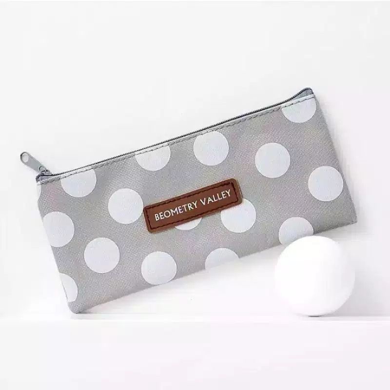 GAEKOPEDIA || BEOMETRY VALLEY - PENCIL CASE BEOMETRY - TEMPAT PENSIL KOTAK ALAT TULIS STATIONERY-GRAY DOT