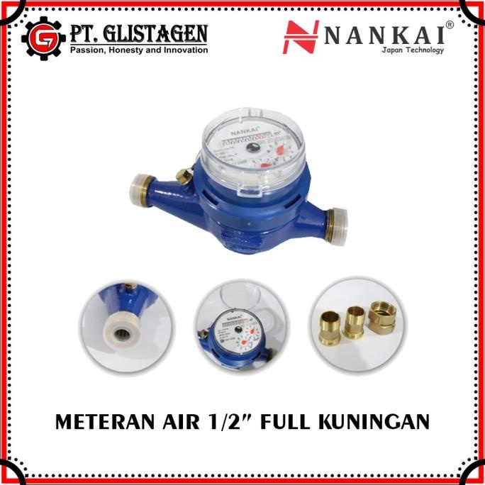 Meteran Air 1/2" Water Meter Kuningan Asli 1/2 Inch Nankai SNI