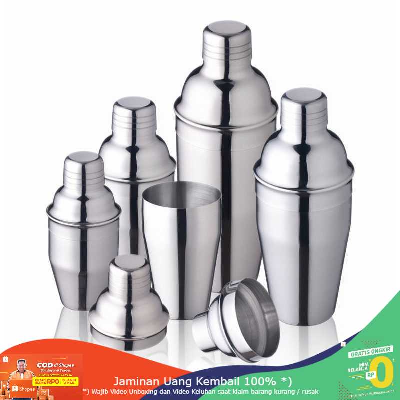 (BISA COD) RVOSTR  Cocktail Shaker Bartender Boston Style Stainless JJ60048