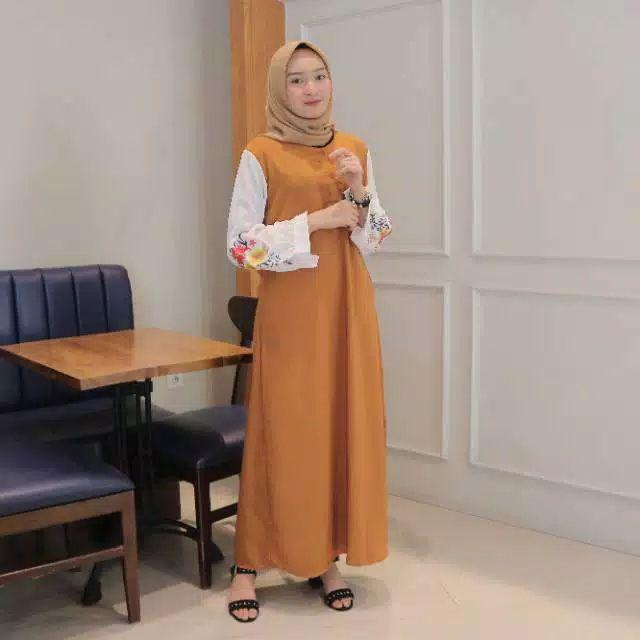 [ TERMURAH ] MARISA BORDIR | GAMIS TERBARU | BUSANA MUSLIM | DRESS MAXI | PRODUK TERBARU-Corall