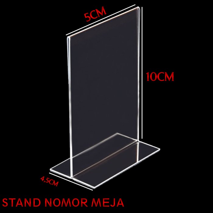 Akrilik Nomor Meja 5x10 2 sisi - Acrylic Tent Card - Akrilik Brosur