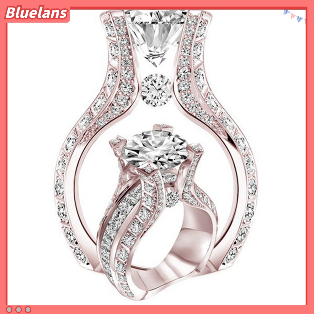 Cincin Berlian Imitasi Bahan Cubic Zirconia Untuk Hadiah Pernikahan