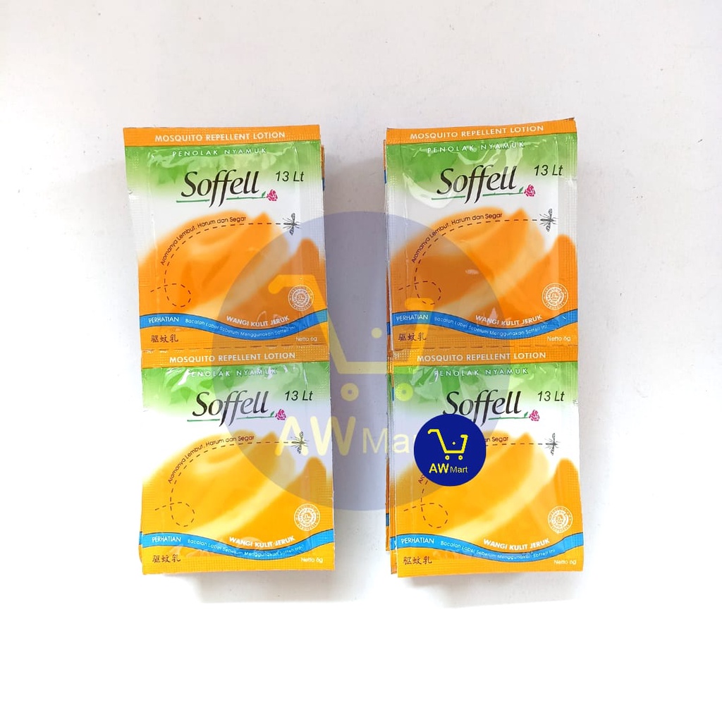 SOFFELL PENOLAK NYAMUK RENCENG RENTENG (12 SACHET X 6 GR)  WANGI KULIT JERUK 6 GRAM