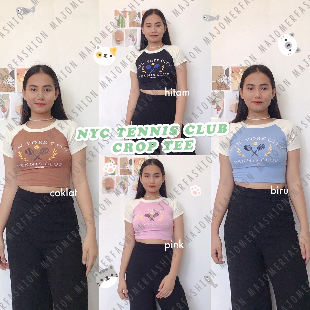 MAJOMER ® | NYC TENNIS CLUB CROP TOP - KAOS CROP TEE TSHIRT WANITA