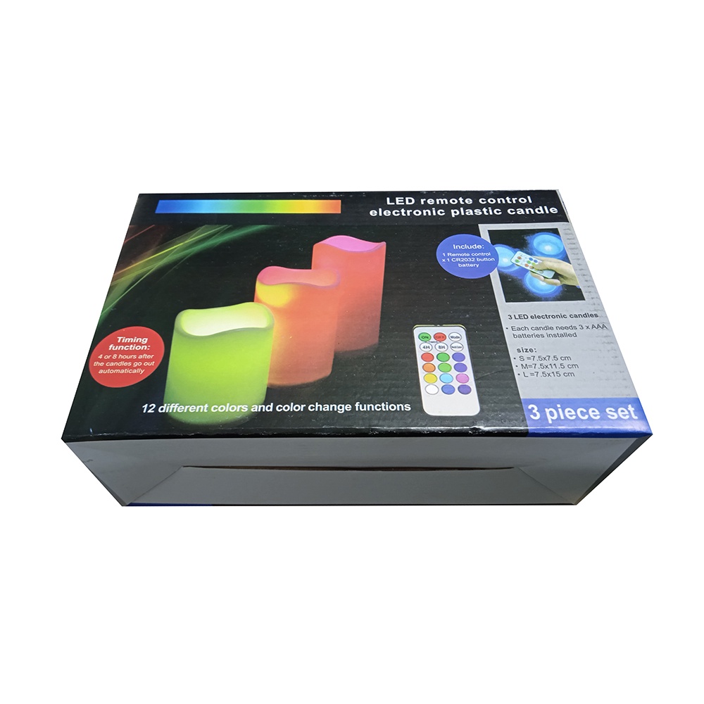 Lilin LED RGB + Remote  3 Buah Lilin  12 VARIASI WARNA
