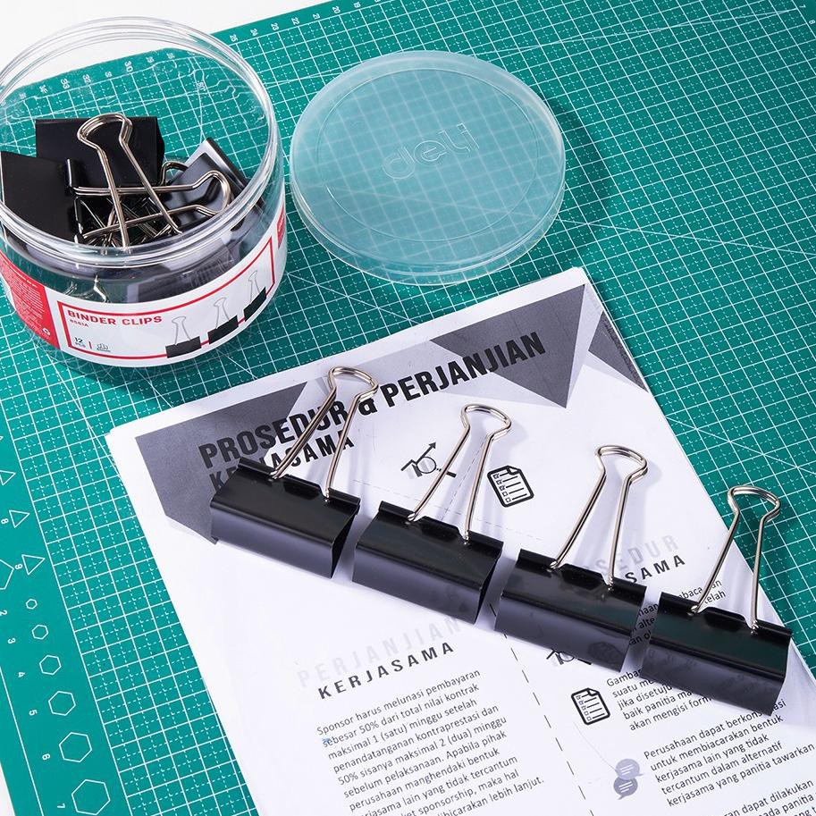 

[PREMIUM PRODUCT] Deli Seri Klip Binder Binder Clip Series Hitam Black 12 Tube 0.4mm thickness E856